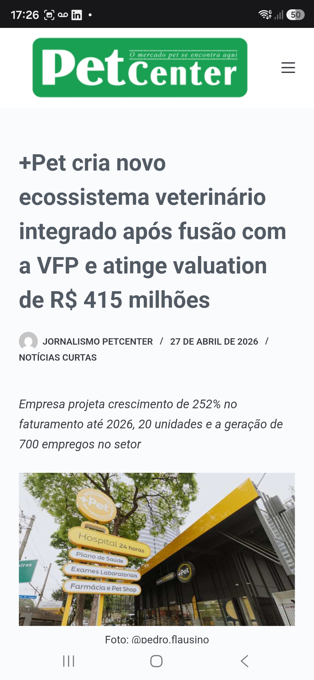 Matéria sobre operação de saúde
